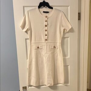 Elegant Cream Button-Front Dress